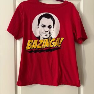Bazinga Sheldon Cooper Red Graphic T-Shirt